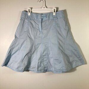 Womens Ann Taylor Loft Pleated Mermaid Mini Cotton Skirt Blue 6